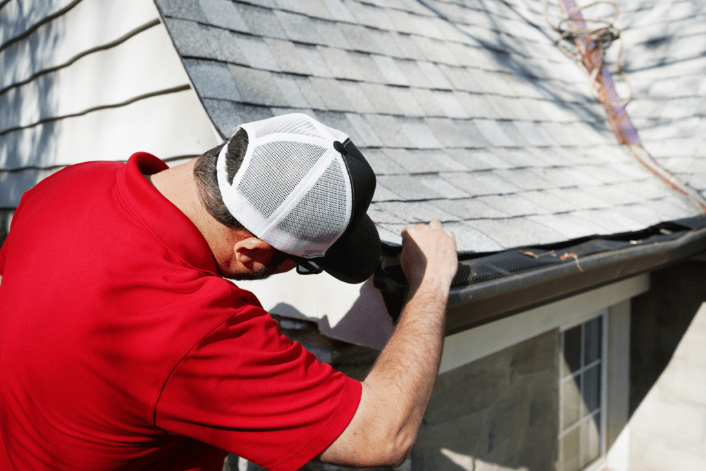 Allen Roofing and Siding employee performing a free roof inspection