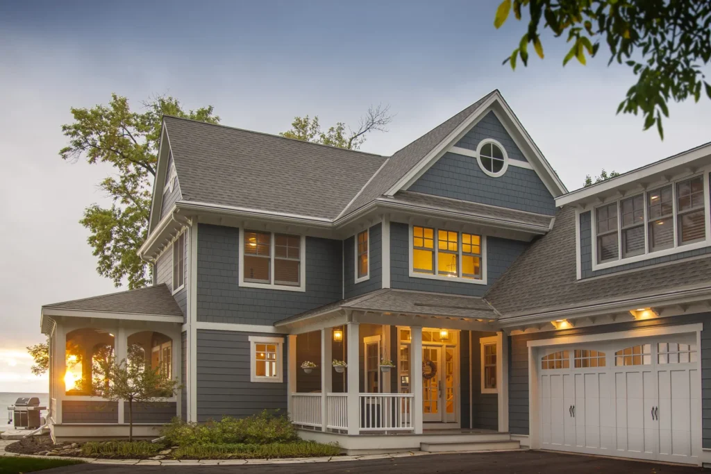 Color options James Hardie Siding, home at sunset